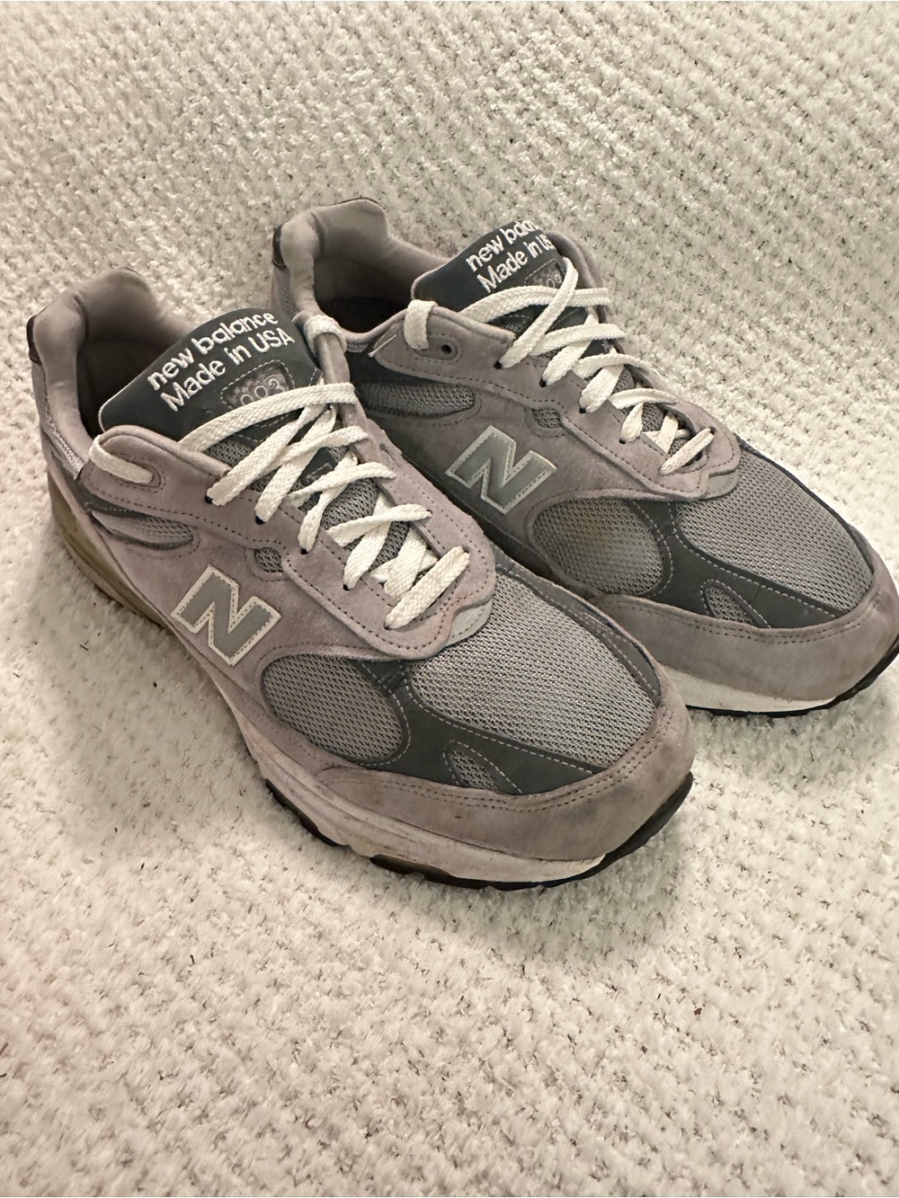 New Balance Gray Suede & Mesh Runner Sneakers